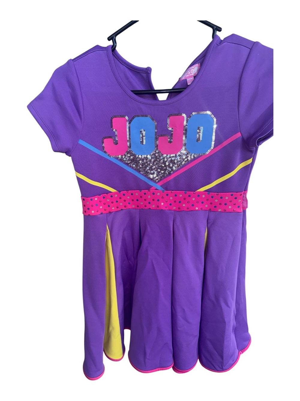 JoJo Siwa Purple Short Sleeve Sequin Logo Dress with Pink & Yellow Accents